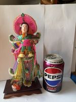 Vintage hand made Chinese clay and silk Peking Opera doll figure in box