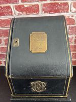 Rare Antique 1886 Leather Bound Palace Writing Cabinet With Fitted Interior