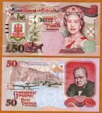GIBRALTAR, 50 pounds, 2006, QEII, P-34, UNC, CHURCHILL