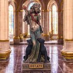 Hecate Goddess of Witchcraft Statue Bronze Pagan Figurine Triple Moon Statue