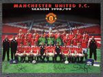 MAN UTD TEAM PHOTO - A3 SIGNED REPRODUCTION PRINT - 1998-99 SEASON - MUFC 