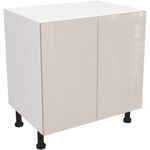 Fully Assembled Kitchen 800mm Base Unit With Plain Slab Gloss Cashmere Doors