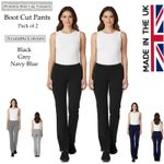 PACK OF 2 LADIES WOMENS STRAIGHT LEG RIBBED TROUSERS STRETCH PULL ON PANTS 8-26