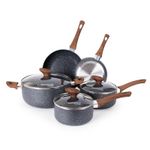 Nuovva 8 pc Marble Non-Stick Induction Cookware Set Pots & Pans 16-24cm grey