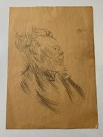 Toulouse Lautrec Drawing on paper (Handmade) signed and stamped mixed media.