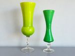 Green Glass Champagne Flute, Clear Stem & Base, Green Bowl Stemmed Glass