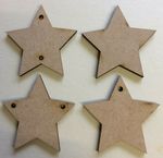 MDF Stars Shapes Wooden Craft Blank Embellishments - Hanging Hole Options