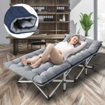 Single Person Wide Folding Camping Cot with Carry Bag & Cushion Portable Bed