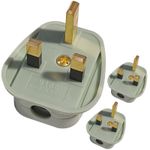 Unbreakable 13amp UK Plugs Rewireable Safety Design for Small Fingers (Pk of 3)