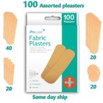 100 Assorted Fabric Plasters Breathable Flexible Adhesive FirstAid Wound Healing