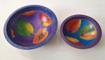 Janis Childs Cayman Islands Wooden Decorative Bowls Set of 2 Multicolour Fruit