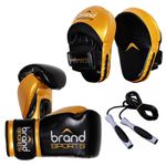 Brand Sports Boxing Training Set  Gloves  Focus Mitts & Skipping Rope