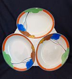 Morley Ware 3-Compartment Floral Divided Dish Orange Rim Made in England