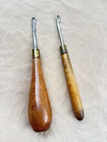 Vintage Wooden Handled Rug Yarn Latch Tools X 2