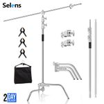 11ft Selens Heavy Duty C Stand Century Turtle Base Boom Arm Gobo Stainless Steel