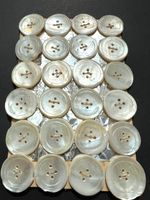 Sheet of 24 Vintage 1930s/40s Hand Cut Mother of Pearl 2cm Buttons