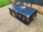Antique Steamer Trunk Vintage Travel Chest Cabin Trunk Storage