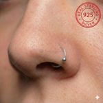 2x Thin Sterling Silver Hoop Nose Ring Ball Tragus Helix Cartilage Septum Ring