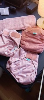 Tots Bots Bamboozle Wrap Nappy Cover Size 2 Pink with Bamboo Inserts/Boosters