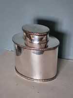 GEORGE III OVAL TEA CANISTER / CADDY OLD SHEFFIELD PLATE LATE 18TH CENTURY