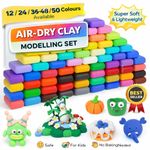 Air Dry Clay Modelling Set of 12 24 36 48 50 Colours with Tools Kids Craft