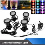 1Set 4PCS LED Lights RGB Underwater SpotLight Aquarium Garden Fountain Pool Pond
