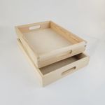 Wooden Serving Trays 35 cm Long, Set of 2, Unpainted / For Decoupage