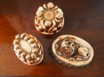3 Antique copper jelly moulds, lion top