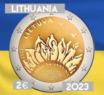 Lithuania 🇱🇹coin 2€ euro 2023 UNC together with Ukraine 🇺🇦 peace sunflower