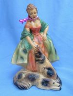 BORZOI LADY DOG FIGURINE MARBOLEX CHALKWARE CANADA 8" label 1950s