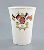 ANTIQUE SUTHERLAND WW1 BEAKER CUP ALLIED FLAGS FOR FREEDOM CAUSE 1914