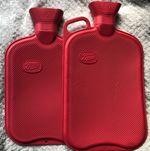 Vintage Boots Red Ribbed Hot Water Bottles. 2 Pieces. Made in England.