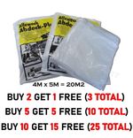 DUST SHEET LARGE 4M x 5M PLASTIC CLEAR POLYTHENE DECORATING COVER PAINT SALE!!!