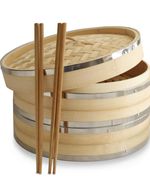 10 Inch (25.4cm) Premium Organic Bamboo Steamer by 10 (25.4cm), Brown