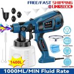 PAINT SPRAYER SPRAY GUN AIRLESS HVLP ELECTRIC 1400ML SPRAYGUN HAND HELD FENCE UK