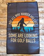 Golf Bag Towel Graphic Print 400x600mm With Clip Black Orange Blue White
