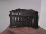 Japanese Meiji Pewter mixed metal pierced Dragon lid hinged Potpourri Box