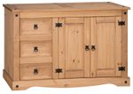Corona Sideboard Low 2 Door 3 Drawer Solid Mexican Pine Solid Wood Wooden