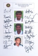 INDIA AUTOGRAPHED A4 TEAM SHEET, 2002.  INC TENDULKER, DRAVID, GANGULY, KAIF.