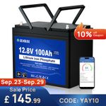12V 100AH Lithium Lifepo4 Battery Bluetooth 5.1 Up to 15000 Cycles Sloar Marine
