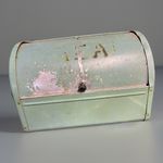 Vintage 1950s Aluminium Bread Bin Green Riveted Rare Patina Kitchenalia van life