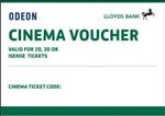 6 x Club Lloyds Odeon Cinema Fim Tickets - 2D, 3D, ISENSE - 25th September 2026