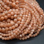 Sunstone in Peach Moonstone Round Beads - 4mm, 4-5mm, 6mm Sizes -15'' strand
