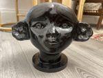 Rare Russian USSR Bust Of A Girl, Circa 1960’s Black Painted Ceramic
