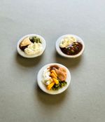 Dolls house Miniature 1:12 scale Food Plated Meals Chicken, Pie, Stew, Vegetable