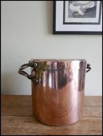 Antique Victorian Copper Stock Pot & Lid Large Kitchen Pan Display Prop