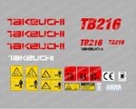 TAKEUCHI TB216 MINI DIGGER DECAL STICKER SET WITH SAFETY WARNING SIGNS