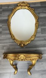 Mirror Vintage French Style Decorative Wall Mirror with Console Shelf LOT 2892