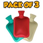 Pack of 3 Hot Water Bottles - Natural Rubber Warmer Cooler- 2L liter