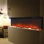 3 Sided Electric Fireplace Panoramic Fire 60 inch Standing Insert LED Flames